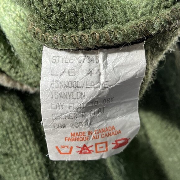 Vintage London Fog Sweater Mens L Green Wool Ribbed V-neck Academia Grandpa - Picture 5 of 7